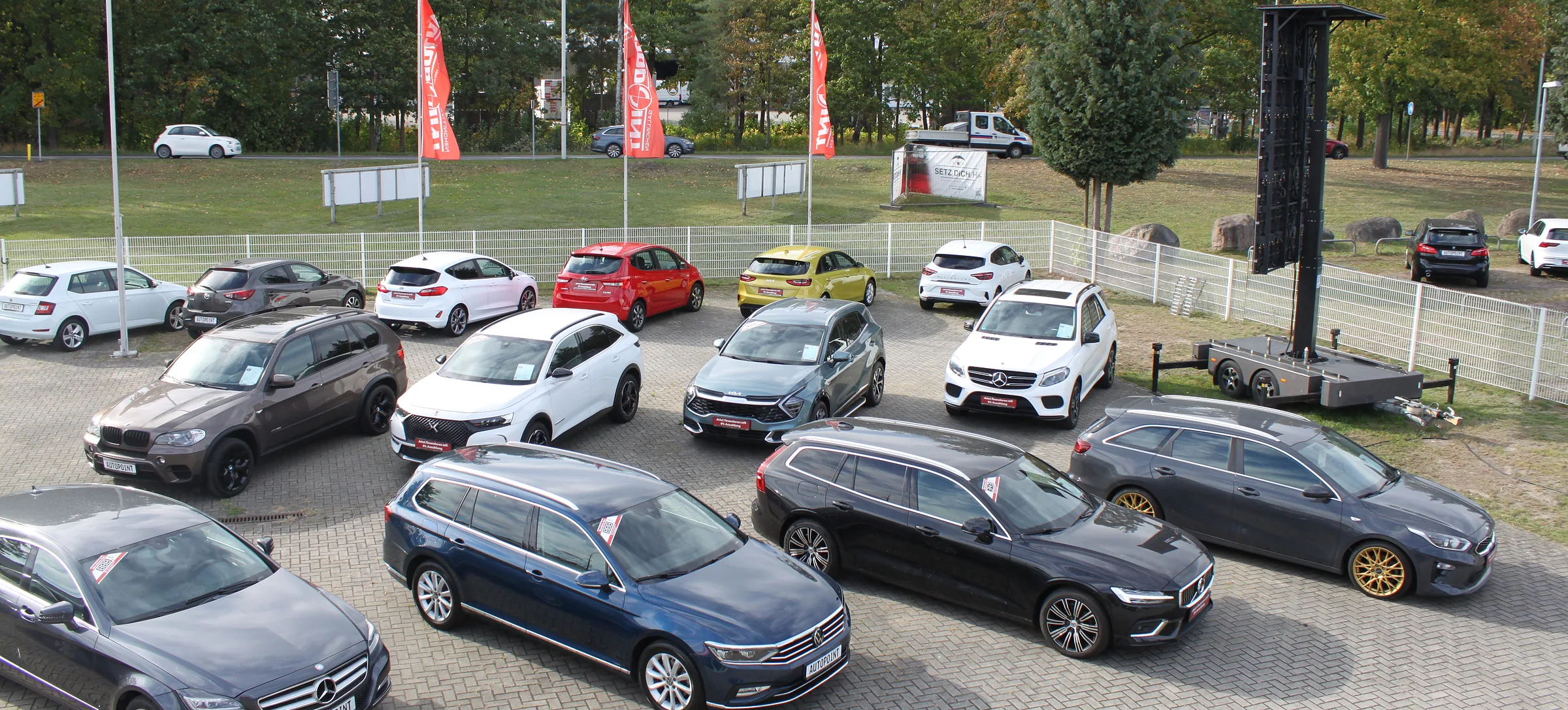 Fahrzeughof von AutoPoint Gallinchen in Cottbus von oben